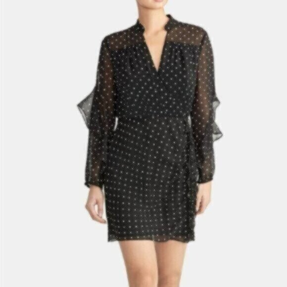 NWT Rachel Roy Black Polka-Dot Ruffle Fancy Dressy Party Cocktail Dress 10 - Picture 1 of 12